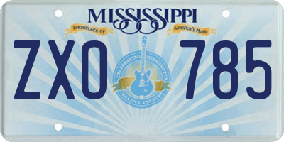 MS license plate ZXO785