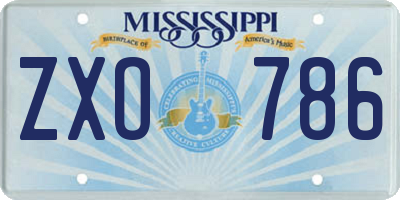 MS license plate ZXO786