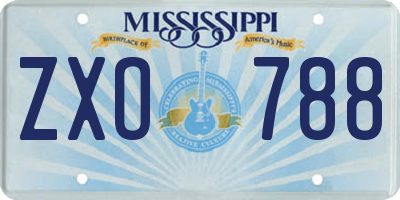 MS license plate ZXO788