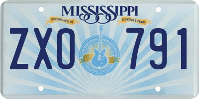 MS license plate ZXO791