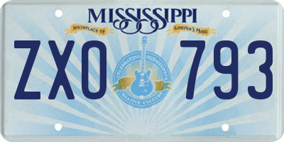 MS license plate ZXO793
