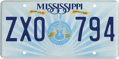 MS license plate ZXO794