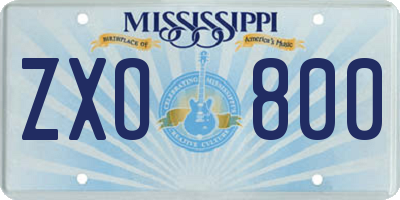 MS license plate ZXO800