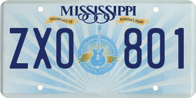 MS license plate ZXO801