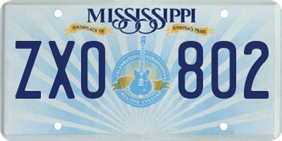 MS license plate ZXO802
