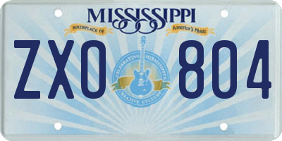 MS license plate ZXO804