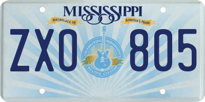 MS license plate ZXO805