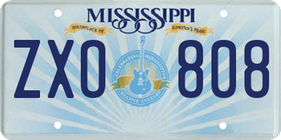 MS license plate ZXO808