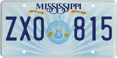 MS license plate ZXO815
