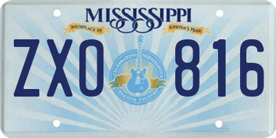 MS license plate ZXO816