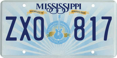 MS license plate ZXO817