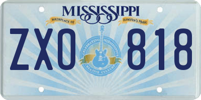 MS license plate ZXO818