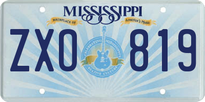 MS license plate ZXO819