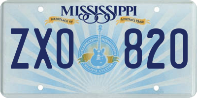 MS license plate ZXO820