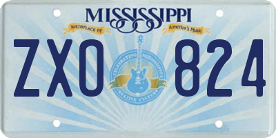 MS license plate ZXO824