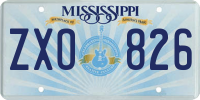 MS license plate ZXO826