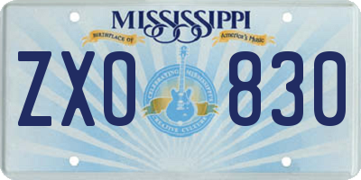 MS license plate ZXO830