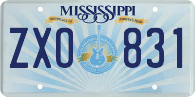 MS license plate ZXO831