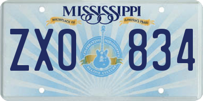 MS license plate ZXO834