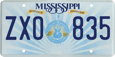 MS license plate ZXO835