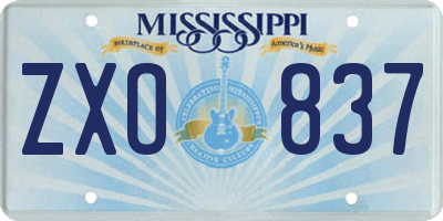 MS license plate ZXO837