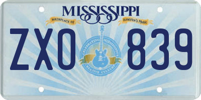 MS license plate ZXO839