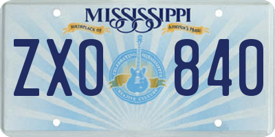 MS license plate ZXO840