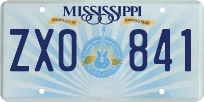 MS license plate ZXO841