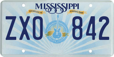 MS license plate ZXO842