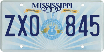 MS license plate ZXO845