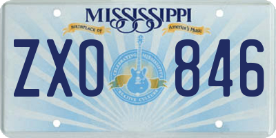 MS license plate ZXO846