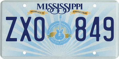 MS license plate ZXO849