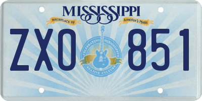 MS license plate ZXO851