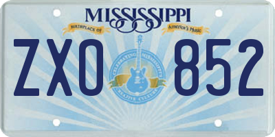 MS license plate ZXO852