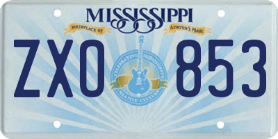 MS license plate ZXO853