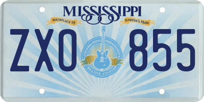 MS license plate ZXO855