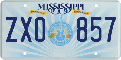 MS license plate ZXO857