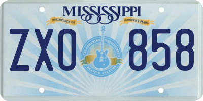 MS license plate ZXO858