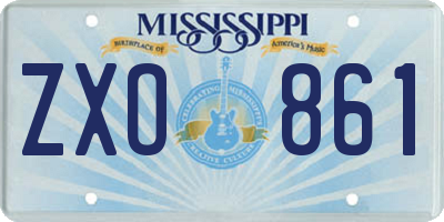 MS license plate ZXO861