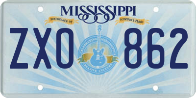 MS license plate ZXO862