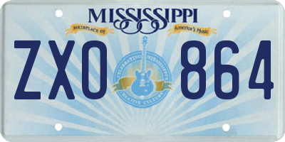 MS license plate ZXO864