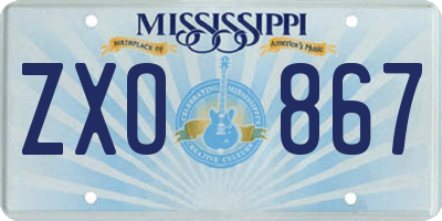 MS license plate ZXO867
