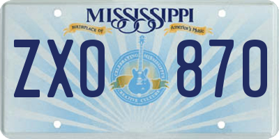 MS license plate ZXO870