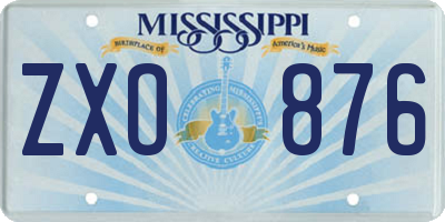 MS license plate ZXO876