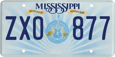 MS license plate ZXO877