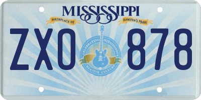 MS license plate ZXO878