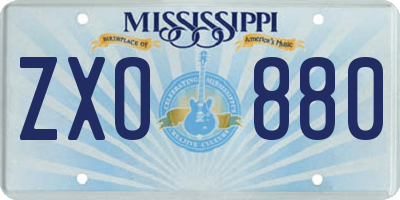 MS license plate ZXO880