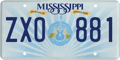 MS license plate ZXO881