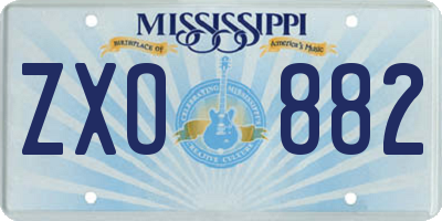 MS license plate ZXO882