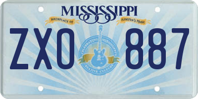 MS license plate ZXO887